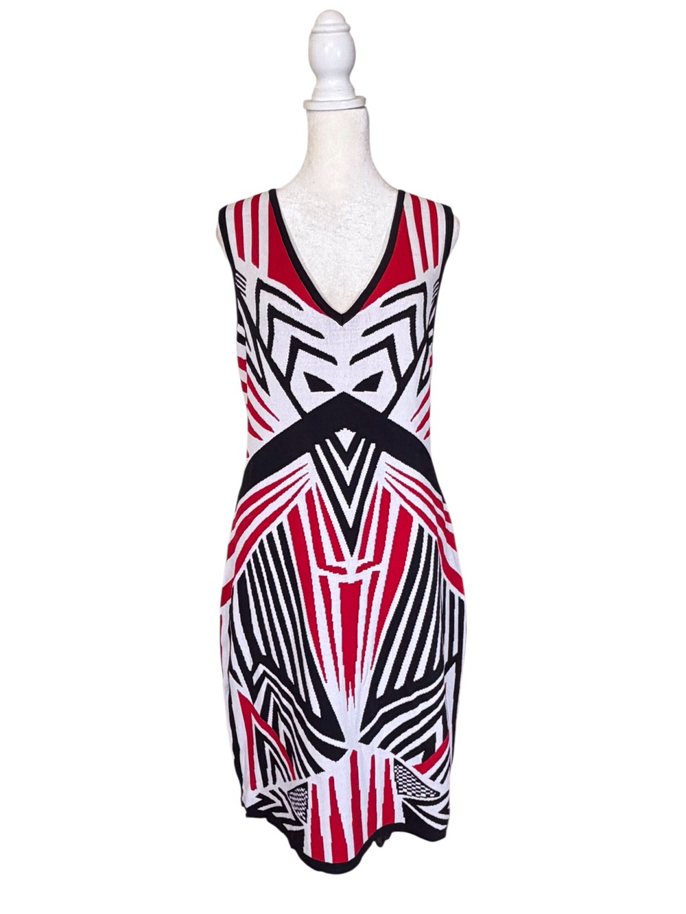 Nicole’s Closet Sleeveless V-Neck Geometric Print knit Body con dress women’s 2X